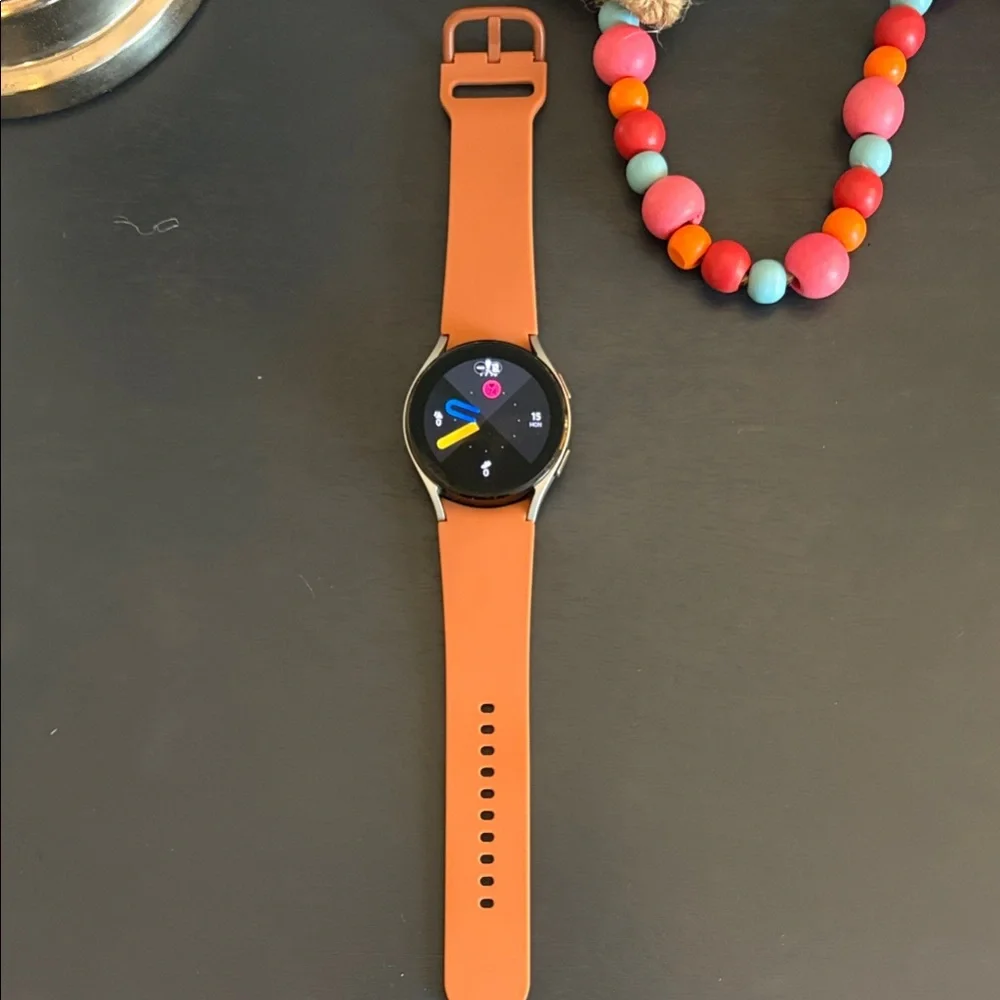 Samsung Galaxy Watch with Orange Silicone Strap